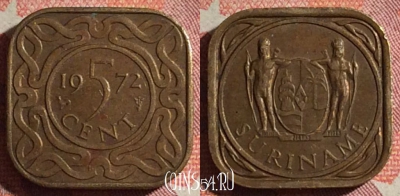 Суринам 5 центов 1972 года, KM# 12, 370-088