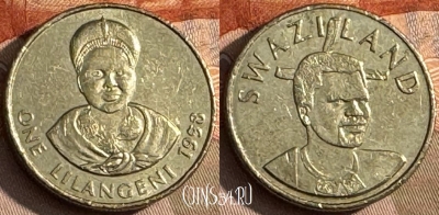 Свазиленд 1 лилангени 1998 года, KM# 45, 207t-135 ♛