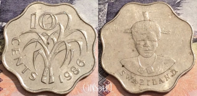 Свазиленд 10 центов 1986 года, KM# 41, 171-062