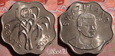 Свазиленд 10 центов 2000 года, KM# 49, 166f-110