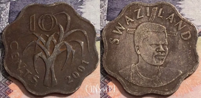 Свазиленд 10 центов 2001 года, KM# 49, 171-063
