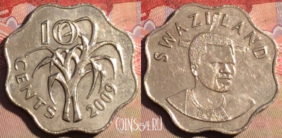 Свазиленд 10 центов 2009 года, KM# 49, 219a-140