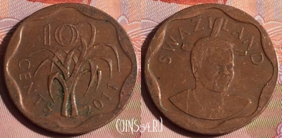 Свазиленд 10 центов 2011 года, KM# 57, 334-006