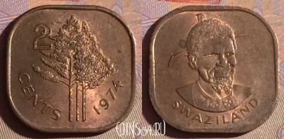 Свазиленд 2 цента 1974 года, KM# 8, 327g-120