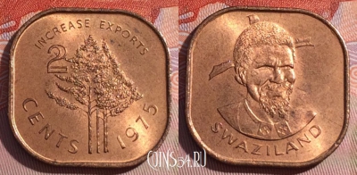Свазиленд 2 цента 1975 года, KM# 22, 153b-064