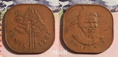 Свазиленд 2 цента 1982 года, KM# 8, 165-097
