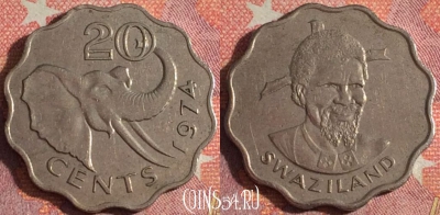 Свазиленд 20 центов 1974 года, KM# 11, 366-055