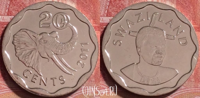 Свазиленд 20 центов 2011 года, KM# 58, UNC, 256j-032