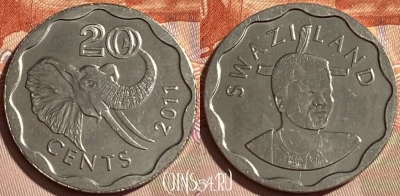 Свазиленд 20 центов 2011 года, KM# 58, 464q-095