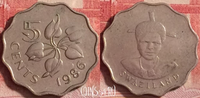 Свазиленд 5 центов 1986 года, KM# 40.1, 208j-141