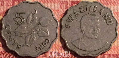 Свазиленд 5 центов 2000 года, KM# 48, 332i-095