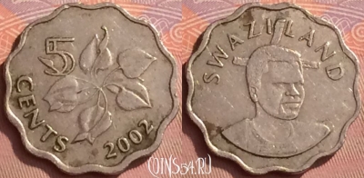 Свазиленд 5 центов 2002 года, KM# 48, 058l-070