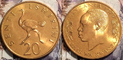Танзания 20 центов 1979 года, КМ# 2, aUNC, 135-081