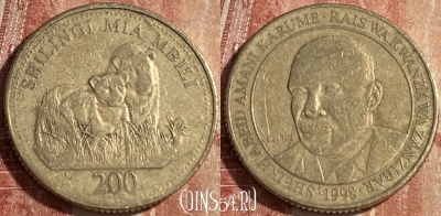 Танзания 200 шиллингов 1998 года, KM# 34, 142r-018