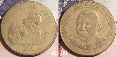 Танзания 200 шиллингов 1998 года, KM# 34, 174-117