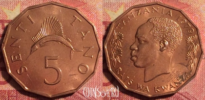 Танзания 5 центов 1979 года, KM# 1, 183j-102