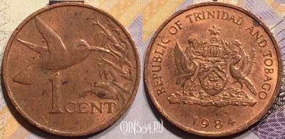 Тринидад и Тобаго 1 цент 1984 года, KM# 29, 139-108