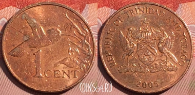 Тринидад и Тобаго 1 цент 2005 года, KM# 29, 078b-006