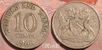 Тринидад и Тобаго 10 центов 1966 года, KM# 3, 122a-110