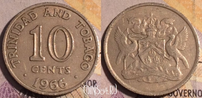 Тринидад и Тобаго 10 центов 1966 года, KM# 3, 185a-088