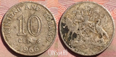 Тринидад и Тобаго 10 центов 1966 года, KM# 3, 272a-030