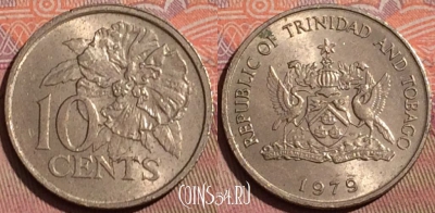 Тринидад и Тобаго 10 центов 1979 года, KM# 31, 223b-084