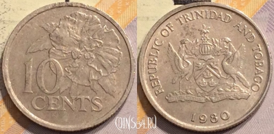 Тринидад и Тобаго 10 центов 1980 года, KM# 31, 142-046
