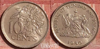Тринидад и Тобаго 10 центов 1980 года, KM# 31, 332k-114