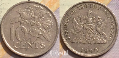 Тринидад и Тобаго 10 центов 1990 года, KM 31, 148-025