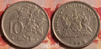 Тринидад и Тобаго 10 центов 1990 года, KM# 31, 403-035