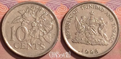 Тринидад и Тобаго 10 центов 1998 года, KM# 31, 199l-116