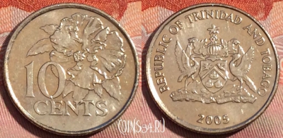 Тринидад и Тобаго 10 центов 2005 года, KM# 31, 279a-047