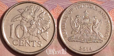 Тринидад и Тобаго 10 центов 2014 года, KM# 31, 241k-095