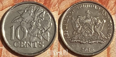 Тринидад и Тобаго 10 центов 2016 года, KM# 31, 158r-052 ♛