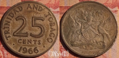Тринидад и Тобаго 25 центов 1966 года, KM# 4, 163a-042