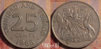 Тринидад и Тобаго 25 центов 1966 года, KM# 4, 164a-027
