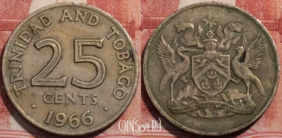 Тринидад и Тобаго 25 центов 1966 года, KM# 4, 206-114