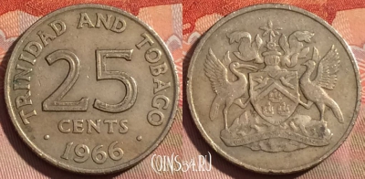 Тринидад и Тобаго 25 центов 1966 года, KM# 4, 275a-086