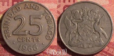 Тринидад и Тобаго 25 центов 1966 года, KM# 4, 283i-002