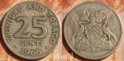 Тринидад и Тобаго 25 центов 1966 года, KM# 4, 481р-058