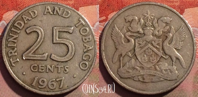 Тринидад и Тобаго 25 центов 1967 года, KM# 4, 256a-144