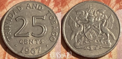 Тринидад и Тобаго 25 центов 1967 года, KM# 4, 292r-006