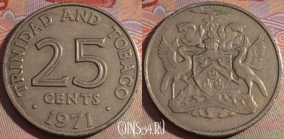 Тринидад и Тобаго 25 центов 1971 года, KM# 4, 151b-138