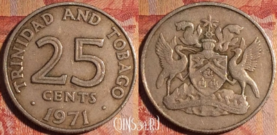 Тринидад и Тобаго 25 центов 1971 года, KM# 4, 163a-040