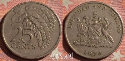 Тринидад и Тобаго 25 центов 1975 года, KM# 32, 080i-115