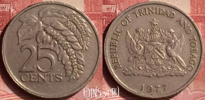 Тринидад и Тобаго 25 центов 1977 года, KM# 32, 074m-140