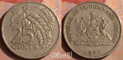 Тринидад и Тобаго 25 центов 1977 года, KM# 32, 432-028
