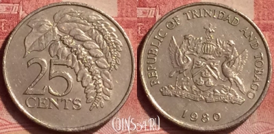 Тринидад и Тобаго 25 центов 1980 года, KM# 32, 050l-129