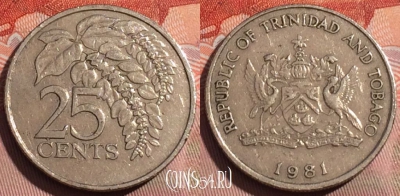 Тринидад и Тобаго 25 центов 1981 года, KM# 32, 256a-009