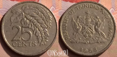 Тринидад и Тобаго 25 центов 1983 года, KM# 32, 423-020